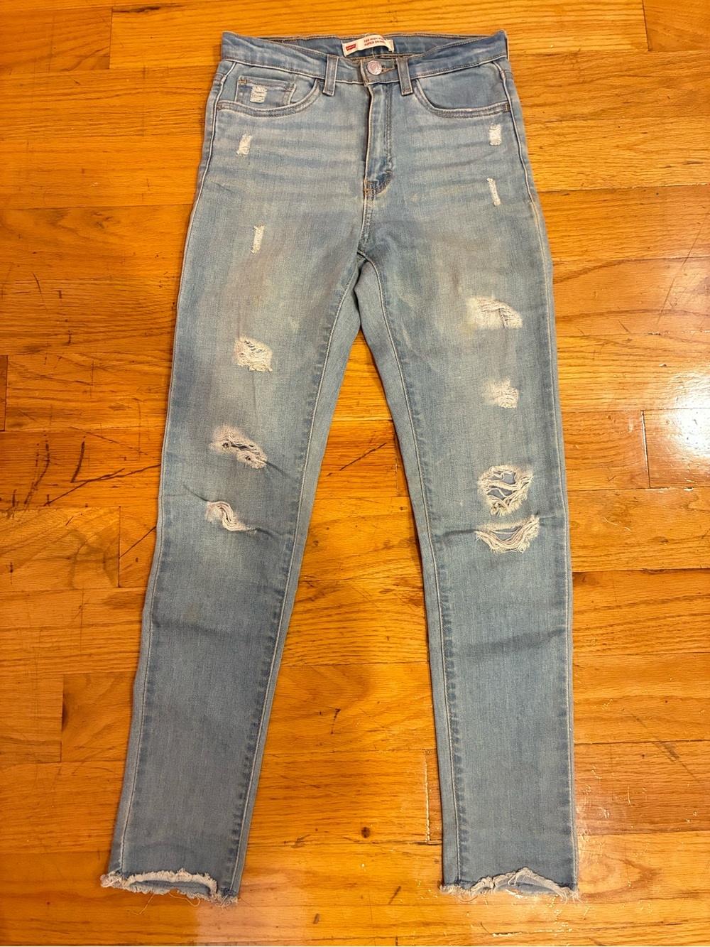 Levi’s Light Wash Girls Skinny Ripped Jeans